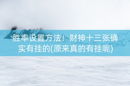 胜率设置方法！财神十三张确实有挂的(原来真的有挂呢)