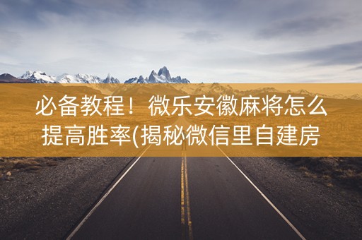 必备教程！微乐安徽麻将怎么提高胜率(揭秘微信里自建房怎么赢)