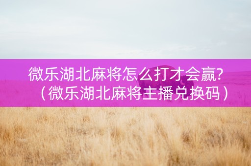 微乐湖北麻将怎么打才会赢?（微乐湖北麻将主播兑换码）