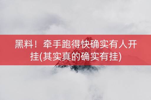 黑料！牵手跑得快确实有人开挂(其实真的确实有挂)