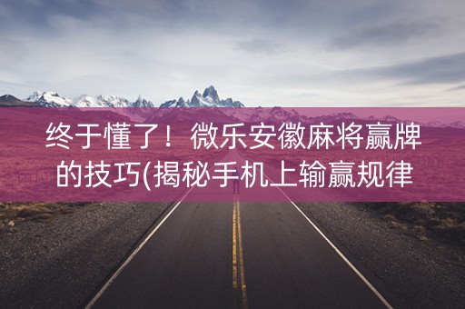 终于懂了！微乐安徽麻将赢牌的技巧(揭秘手机上输赢规律)