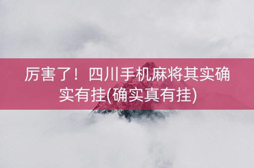 厉害了！四川手机麻将其实确实有挂(确实真有挂)