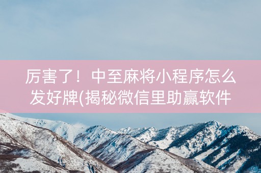 厉害了！中至麻将小程序怎么发好牌(揭秘微信里助赢软件)