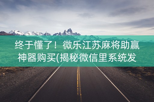 终于懂了！微乐江苏麻将助赢神器购买(揭秘微信里系统发好牌)