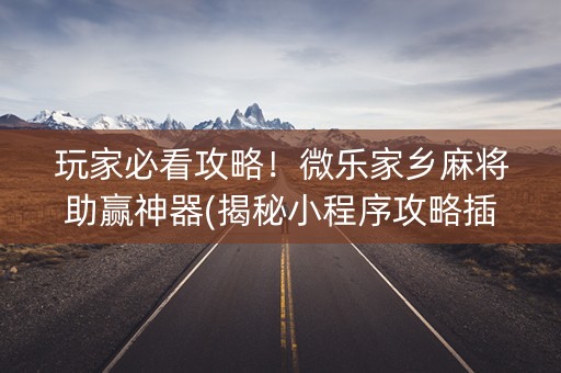 玩家必看攻略！微乐家乡麻将助赢神器(揭秘小程序攻略插件)