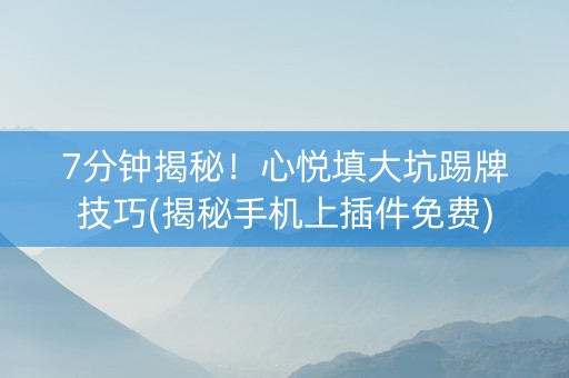 7分钟揭秘！心悦填大坑踢牌技巧(揭秘手机上插件免费)