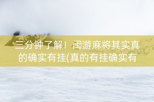 三分钟了解！闽游麻将其实真的确实有挂(真的有挂确实有挂)