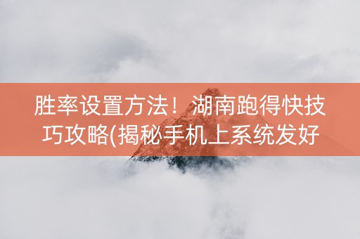 胜率设置方法！湖南跑得快技巧攻略(揭秘手机上系统发好牌)