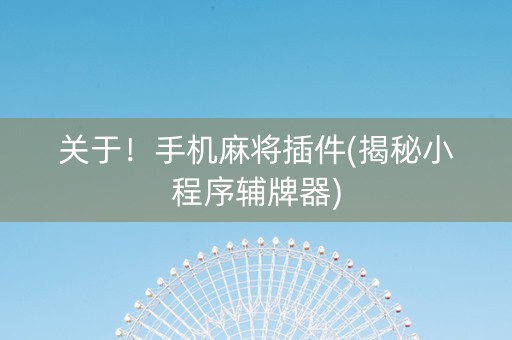 关于！手机麻将插件(揭秘小程序辅牌器)