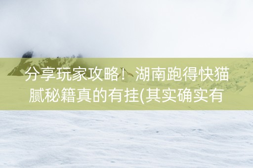 分享玩家攻略！湖南跑得快猫腻秘籍真的有挂(其实确实有挂)