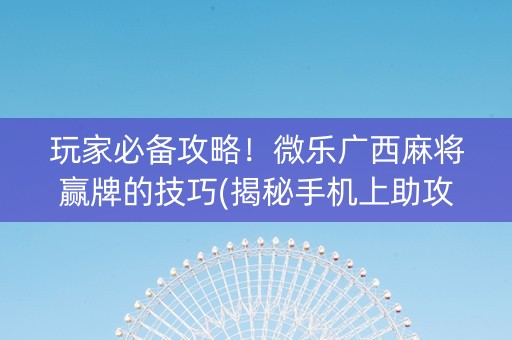 玩家必备攻略！微乐广西麻将赢牌的技巧(揭秘手机上助攻神器)