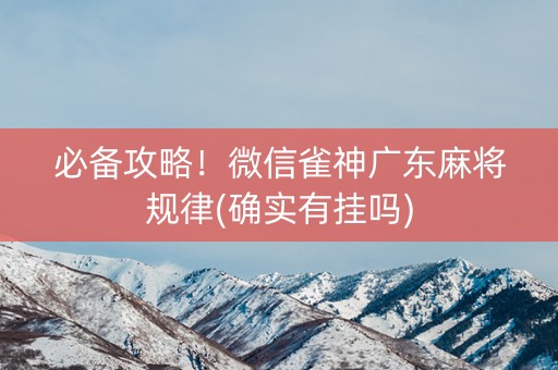 必备攻略！微信雀神广东麻将规律(确实有挂吗)