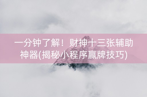 一分钟了解！财神十三张辅助神器(揭秘小程序赢牌技巧)
