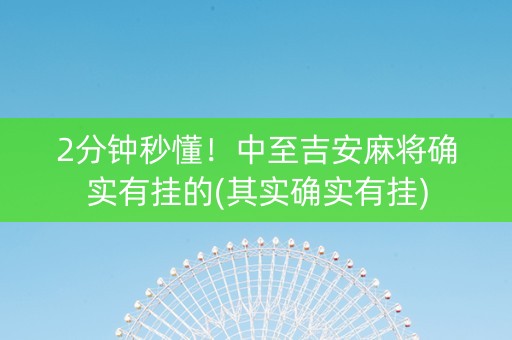 2分钟秒懂！中至吉安麻将确实有挂的(其实确实有挂)