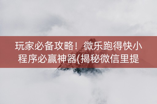 玩家必备攻略！微乐跑得快小程序必赢神器(揭秘微信里提高赢的概率)