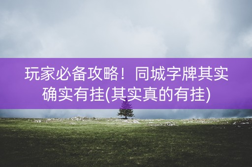 玩家必备攻略！同城字牌其实确实有挂(其实真的有挂)