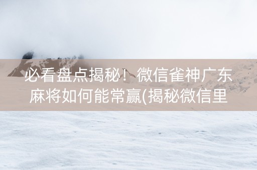 必看盘点揭秘！微信雀神广东麻将如何能常赢(揭秘微信里赢的秘诀)