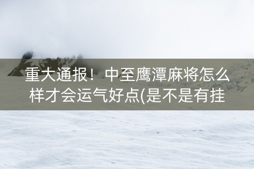 重大通报！中至鹰潭麻将怎么样才会运气好点(是不是有挂)