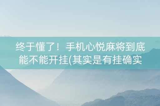 终于懂了！手机心悦麻将到底能不能开挂(其实是有挂确实有挂)