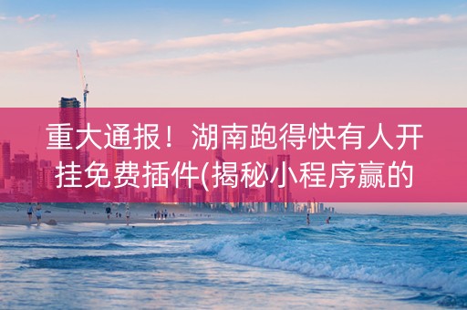 重大通报！湖南跑得快有人开挂免费插件(揭秘小程序赢的秘诀)
