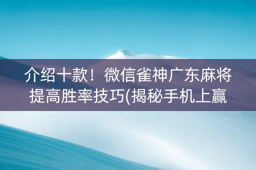 介绍十款！微信雀神广东麻将提高胜率技巧(揭秘手机上赢的秘诀)