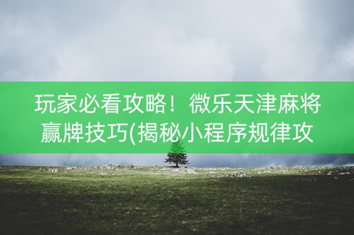 玩家必看攻略！微乐天津麻将赢牌技巧(揭秘小程序规律攻略)