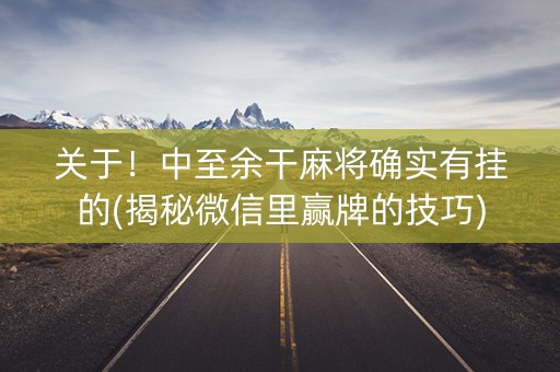 关于！中至余干麻将确实有挂的(揭秘微信里赢牌的技巧)