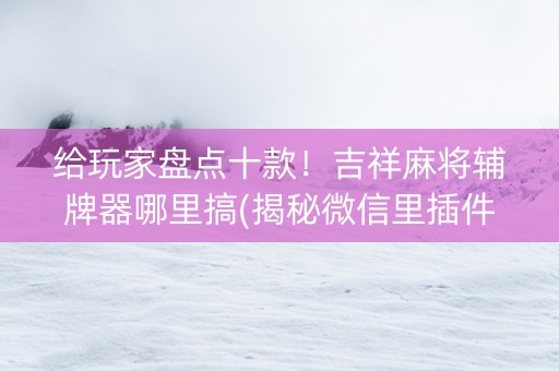 给玩家盘点十款！吉祥麻将辅牌器哪里搞(揭秘微信里插件购买)