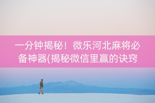 一分钟揭秘！微乐河北麻将必备神器(揭秘微信里赢的诀窍)