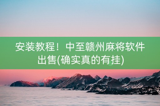 安装教程！中至赣州麻将软件出售(确实真的有挂)