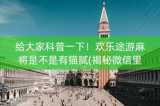 给大家科普一下！欢乐途游麻将是不是有猫腻(揭秘微信里输赢规律)
