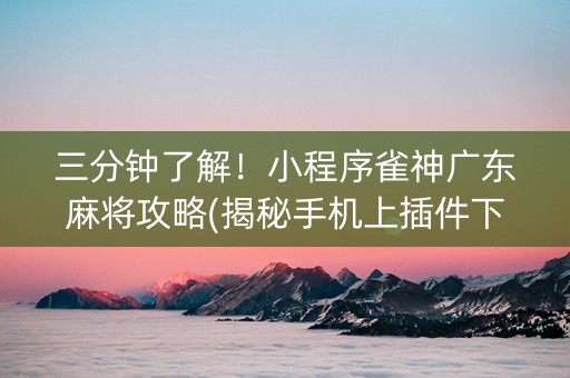 三分钟了解！小程序雀神广东麻将攻略(揭秘手机上插件下载)