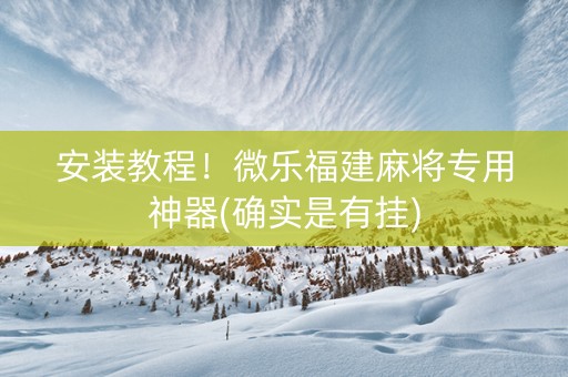 安装教程！微乐福建麻将专用神器(确实是有挂)