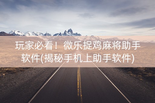 玩家必看！微乐捉鸡麻将助手软件(揭秘手机上助手软件)