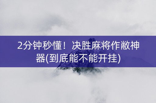 2分钟秒懂！决胜麻将作敝神器(到底能不能开挂)