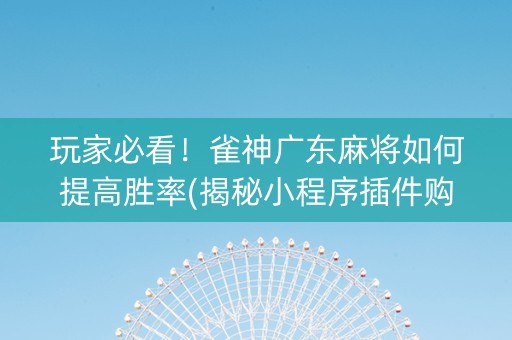 玩家必看！雀神广东麻将如何提高胜率(揭秘小程序插件购买)