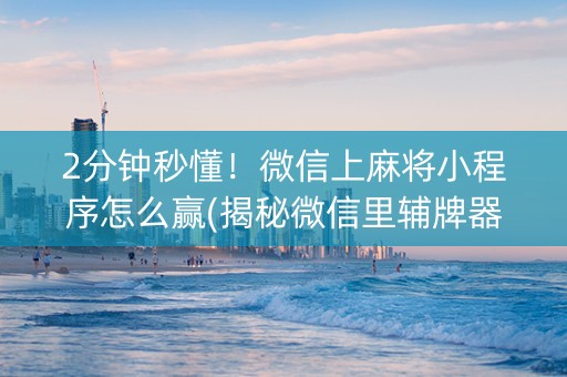 2分钟秒懂！微信上麻将小程序怎么赢(揭秘微信里辅牌器)