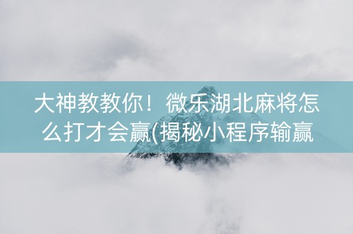 大神教教你！微乐湖北麻将怎么打才会赢(揭秘小程序输赢规律)