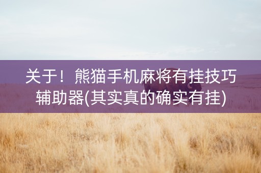 关于！熊猫手机麻将有挂技巧辅助器(其实真的确实有挂)