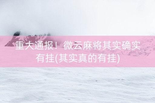 重大通报！微云麻将其实确实有挂(其实真的有挂)