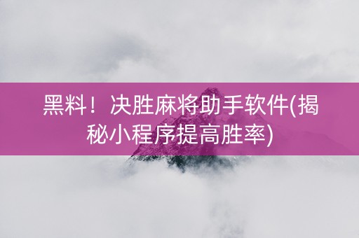 黑料！决胜麻将助手软件(揭秘小程序提高胜率)