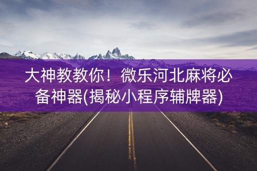 大神教教你！微乐河北麻将必备神器(揭秘小程序辅牌器)