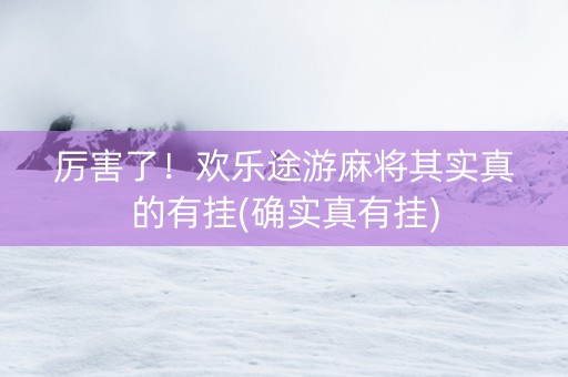 厉害了！欢乐途游麻将其实真的有挂(确实真有挂)