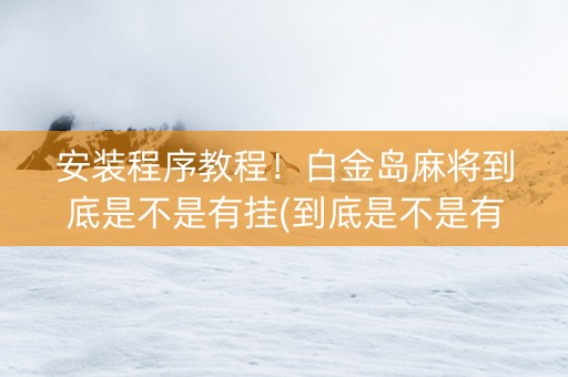 安装程序教程！白金岛麻将到底是不是有挂(到底是不是有挂)