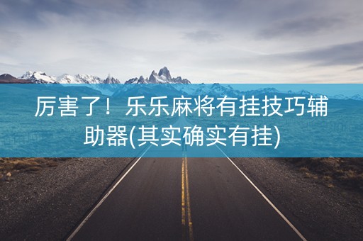 厉害了！乐乐麻将有挂技巧辅助器(其实确实有挂)