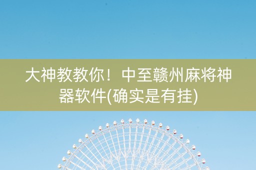 大神教教你！中至赣州麻将神器软件(确实是有挂)