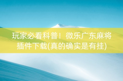 玩家必看科普！微乐广东麻将插件下载(真的确实是有挂)