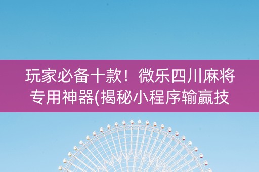 玩家必备十款！微乐四川麻将专用神器(揭秘小程序输赢技巧)