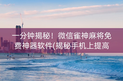一分钟揭秘！微信雀神麻将免费神器软件(揭秘手机上提高赢的概率)