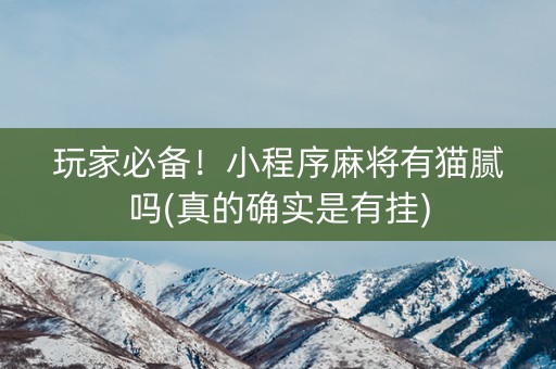 玩家必备！小程序麻将有猫腻吗(真的确实是有挂)